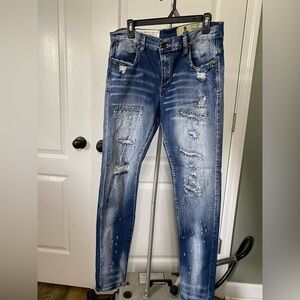 Buckle Industrial Indigo Distressed Blue Jeans Men’s W 34 - L 33